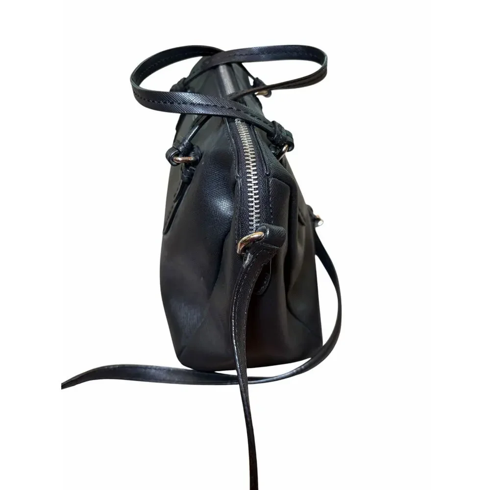 Coach Black Saffiano Leather Satchel Purse Crossbody Handbag Shoulder Bag Silver